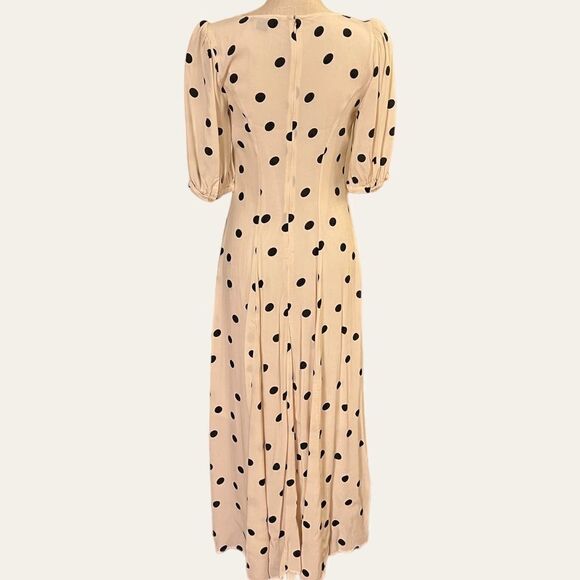 Creamy Black Polka Dot Long Dress, Size S, 2 pc w/ slip, Zip Back, Slimming!!! - Picture 8 of 10